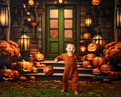 Pumpkin Porch - Green Door - With Sweep Option