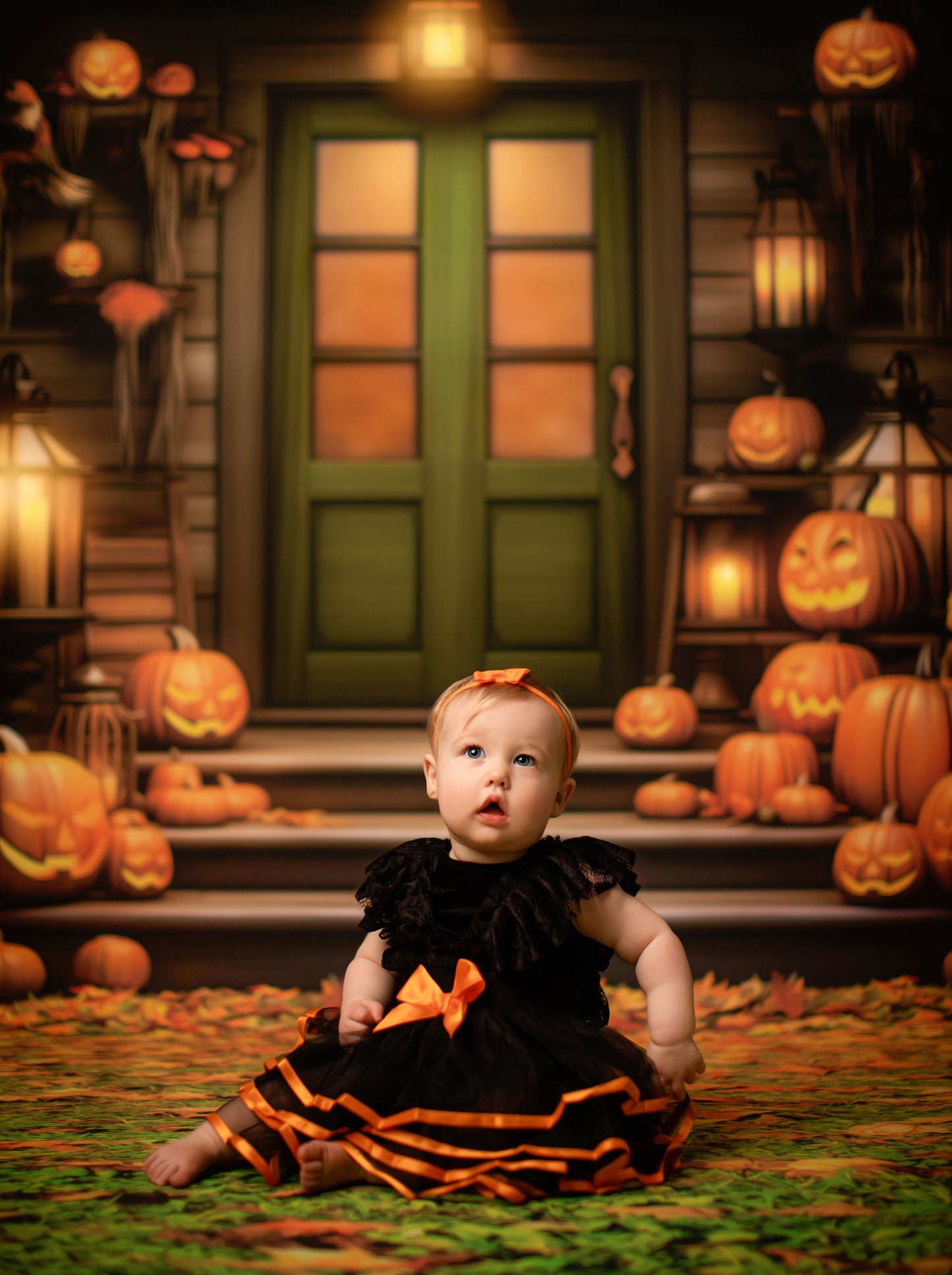 Pumpkin Porch - Green Door - With Sweep Option