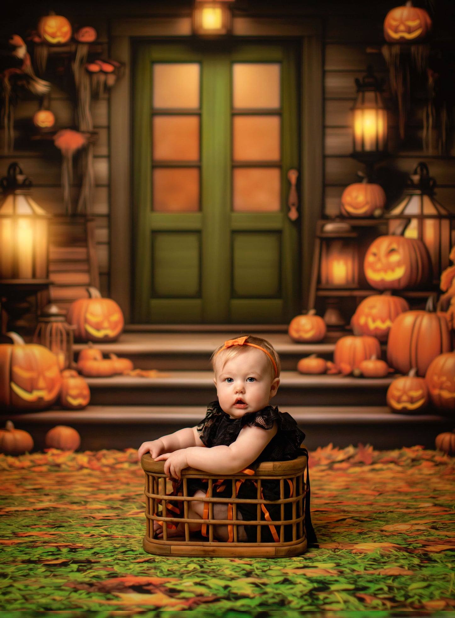 Pumpkin Porch - Green Door - With Sweep Option