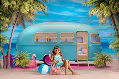 Road Trip Chic - Blue Camper - With Sweep Option