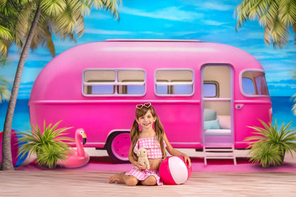 Road Trip Chic - Pink Camper - With Sweep Option
