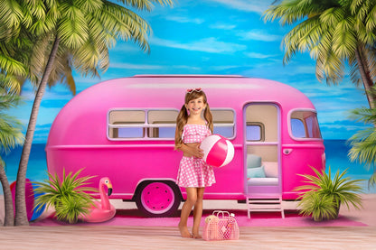 Road Trip Chic - Pink Camper - With Sweep Option