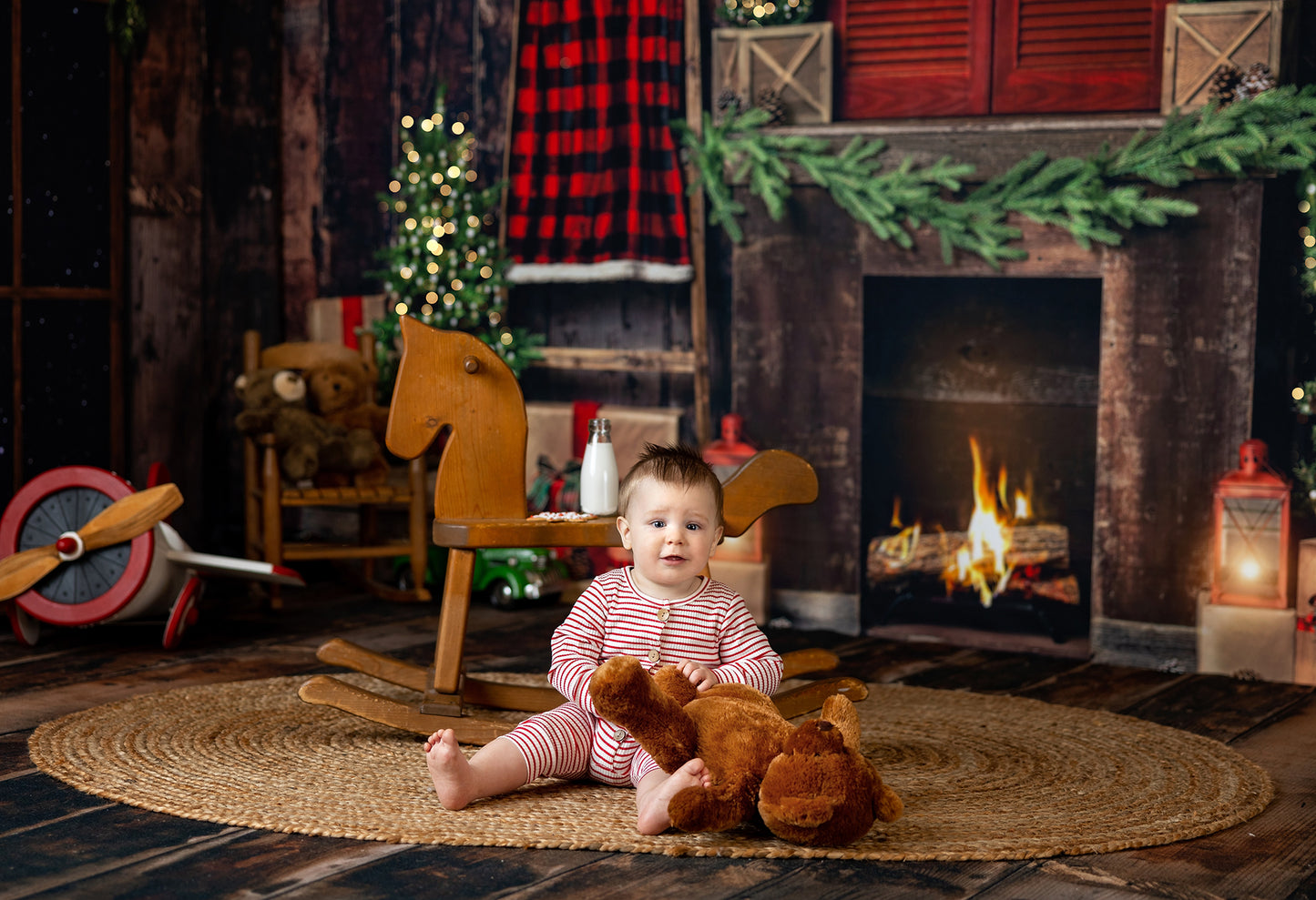 Rustic Plaid Fireplace