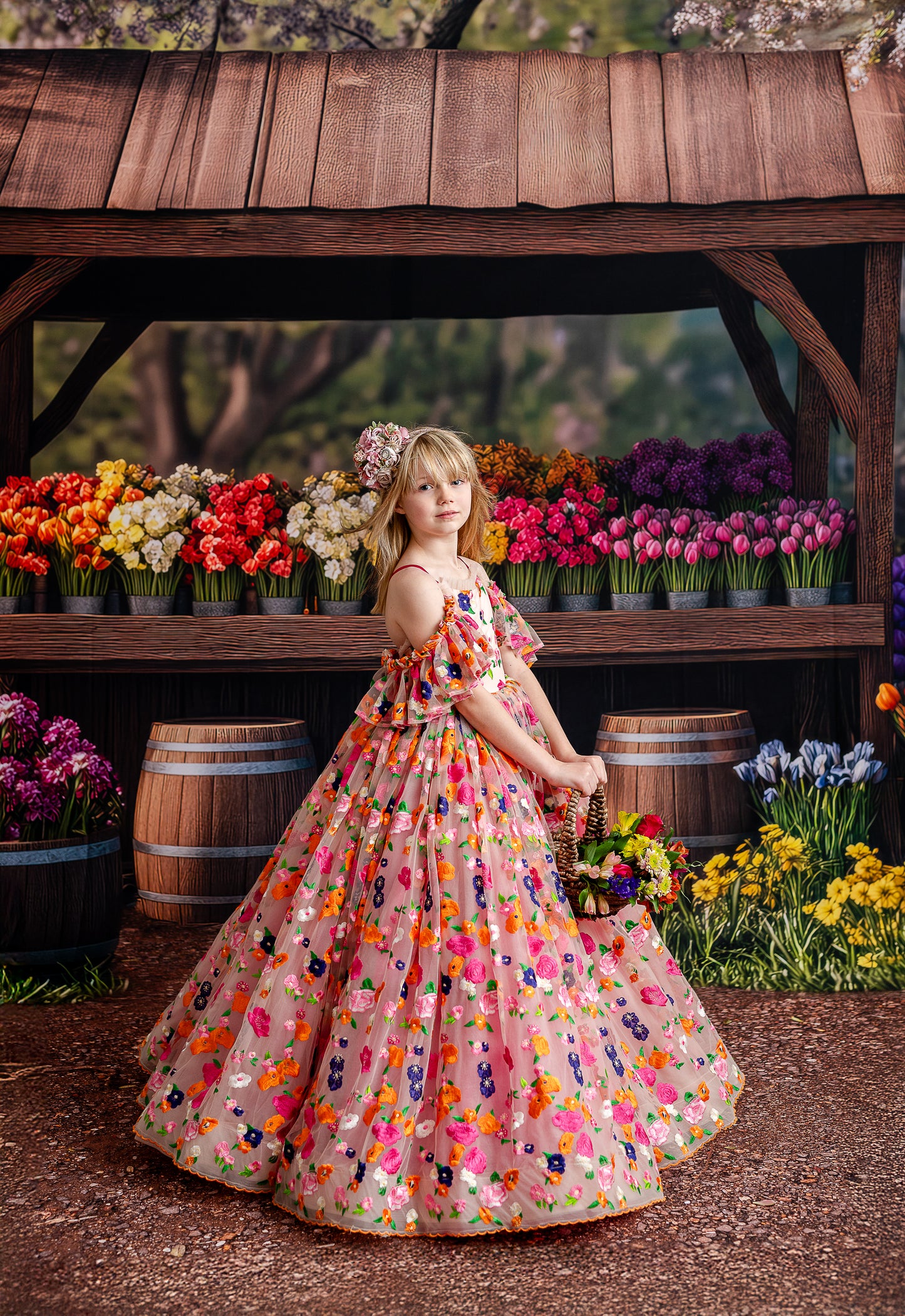 Rustic Spring Flower Stand - With Sweep Option