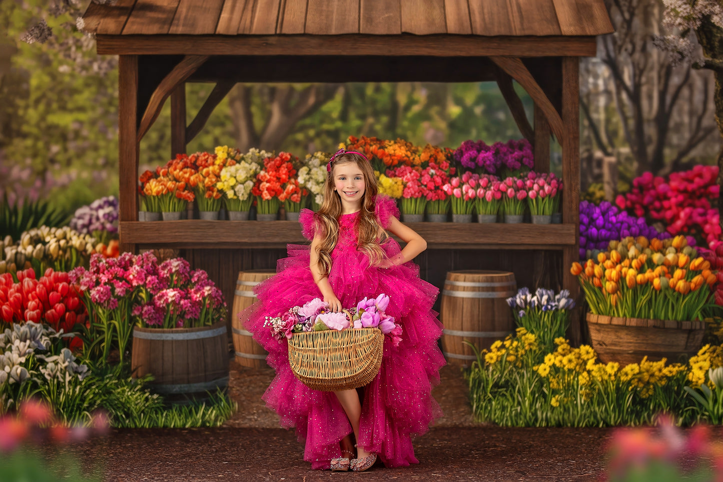 Rustic Spring Flower Stand - With Sweep Option