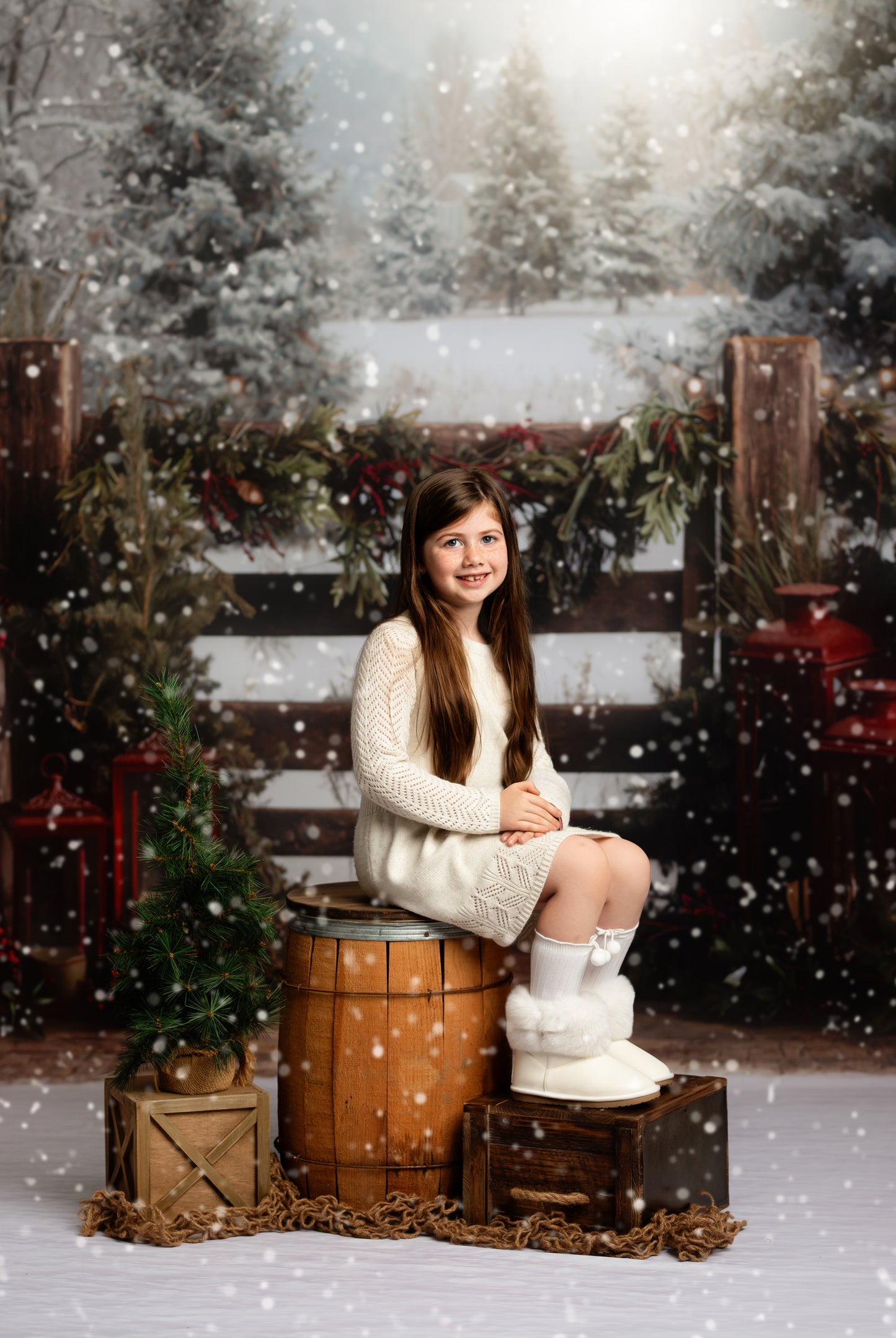 Rustic Wintertime Fence - with Sweep Option