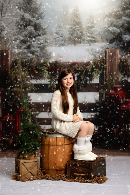 Rustic Wintertime Fence - with Sweep Option