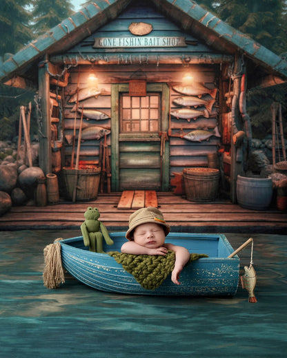 Gone Fishin Bait Shop 60x50" - Water Floor -  Plus Sweep Option - Littles Collection