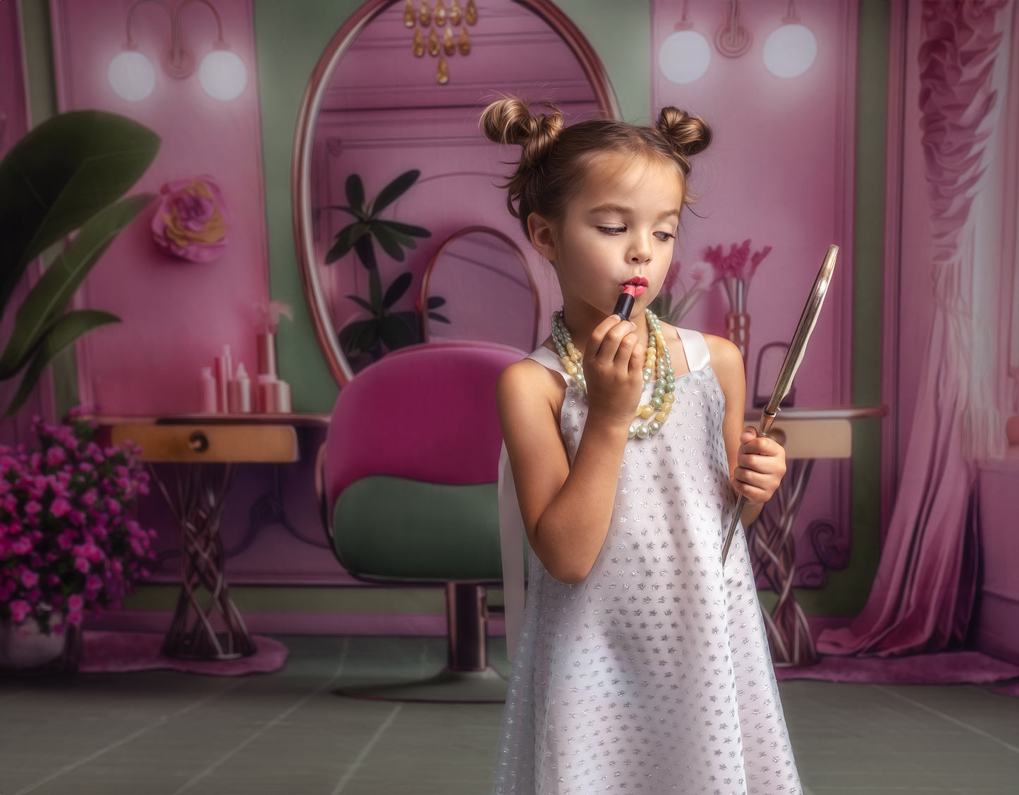 Stacie's Salon - Green - With Sweep Option