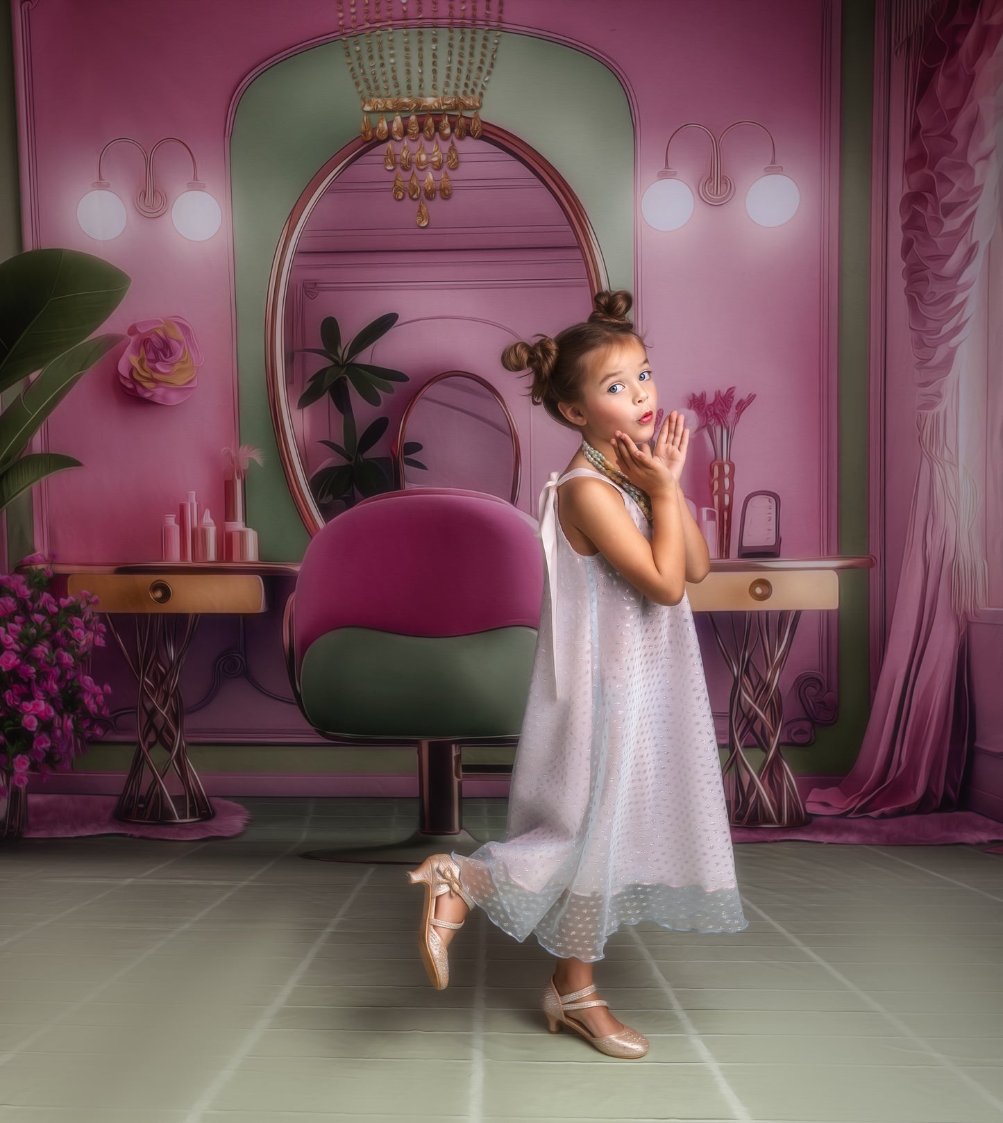 Stacie's Salon - Green - With Sweep Option