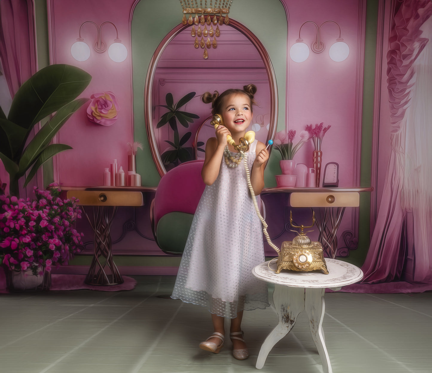 Stacie's Salon - Green - With Sweep Option