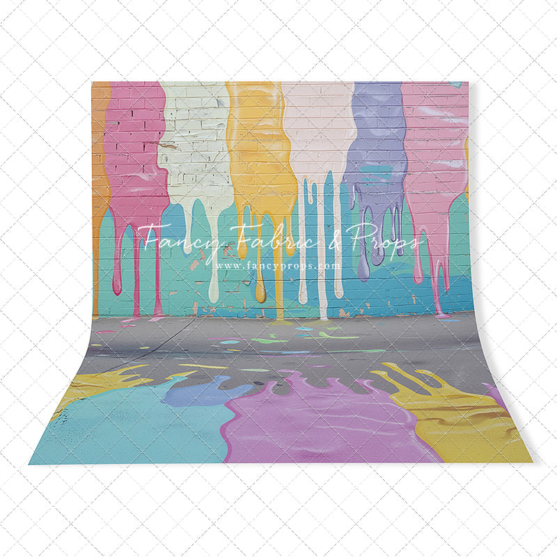 Pastel Paint Drip Wall - Painted Floor Option - With Sweep Option