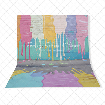 Pastel Paint Drip Wall - Painted Floor Option - With Sweep Option