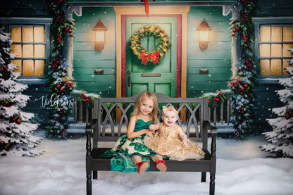 Magical Holiday Porch - Green Door - with Sweep Option