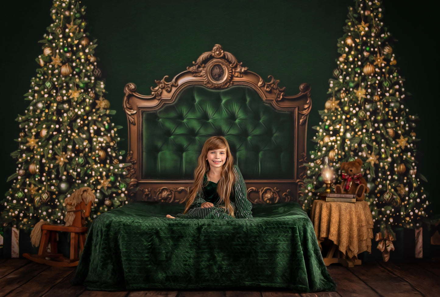 Velvet Evergreen Headboard