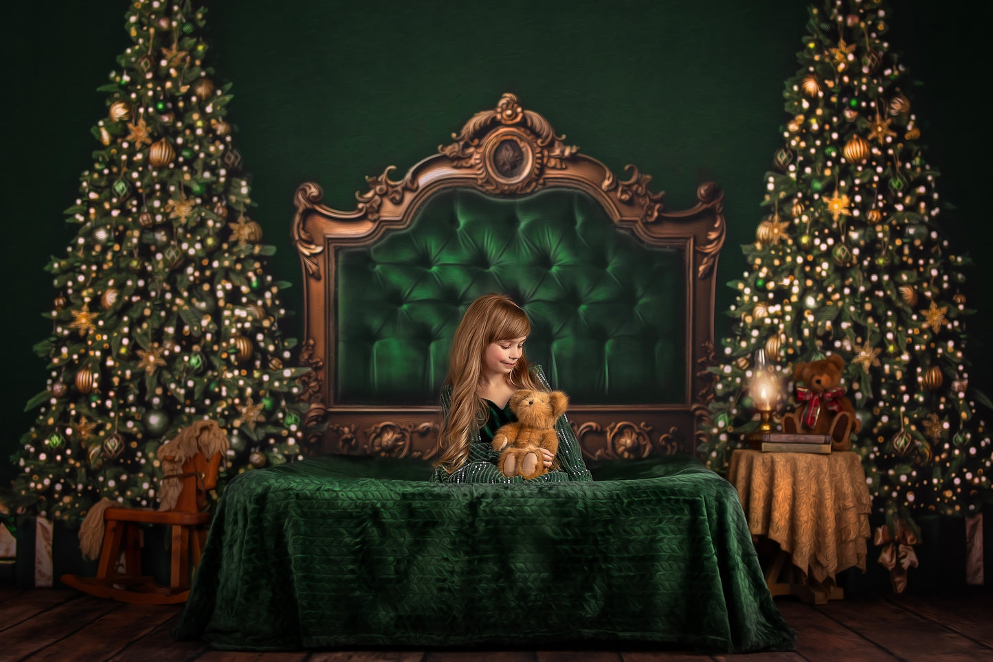 Velvet Evergreen Headboard