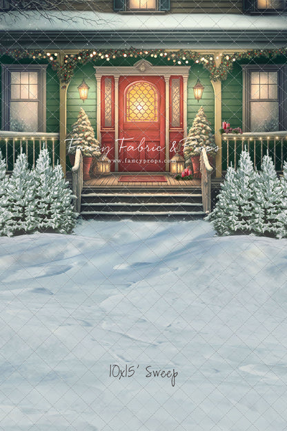 Merry Porch Greetings - Green House - with Sweep Option