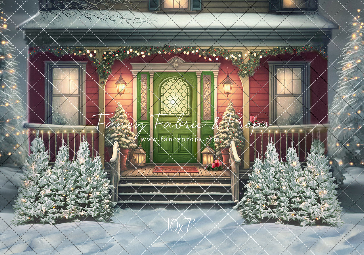 Merry Porch Greetings - Red House - with Sweep Option