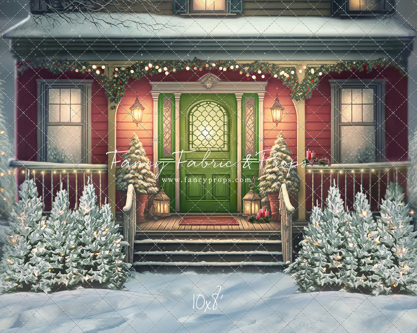 Merry Porch Greetings - Red House - with Sweep Option