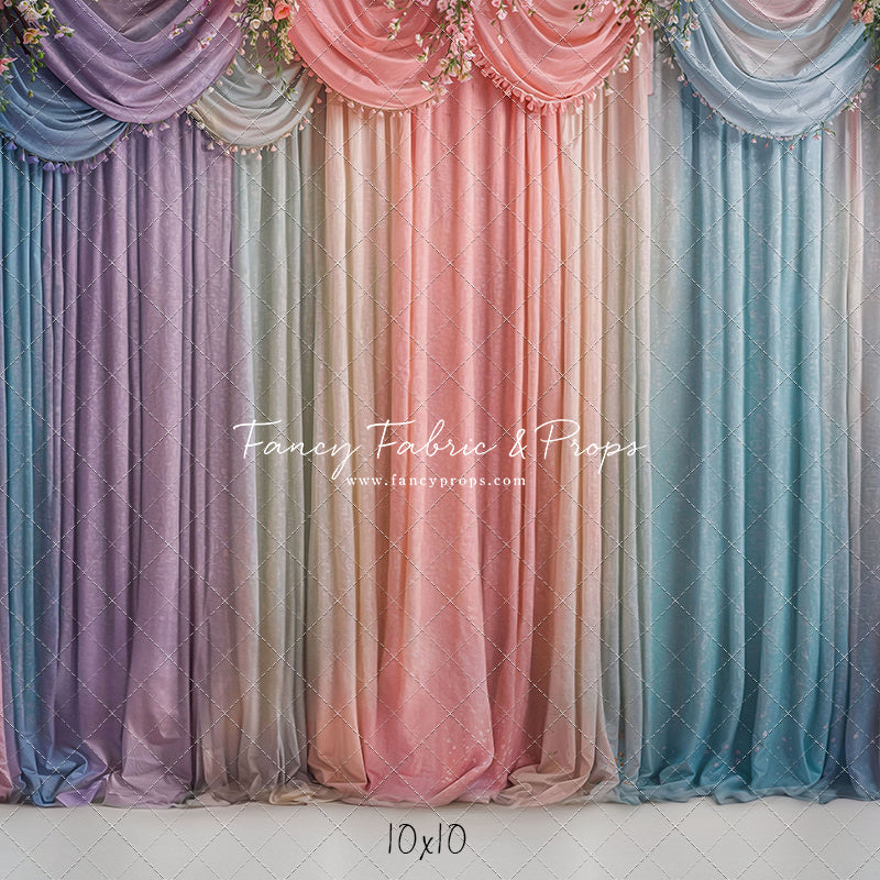 Pastel Curtains  - White Floor - With Sweep Option