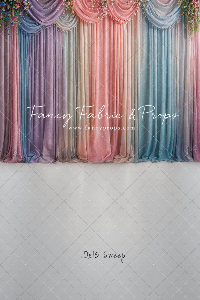 Pastel Curtains  - White Floor - With Sweep Option