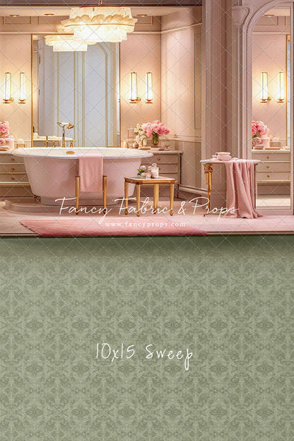 Pretty Powder Room - Green Floor - With Sweep Option