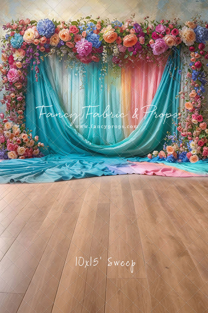 Rainbow Bloom Pavilion - Wood Floor - With Sweep Option