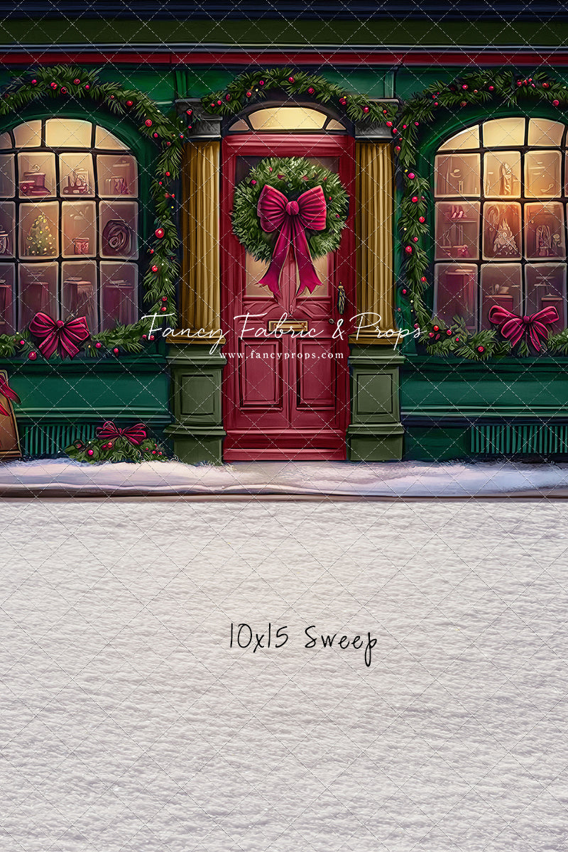 Wintertime Shop - Green Shop With Snow - with Sweep Option