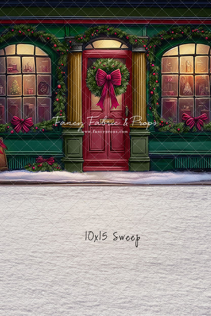 Wintertime Shop - Green Shop With Snow - with Sweep Option