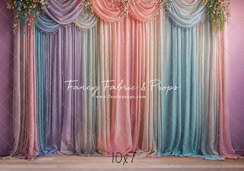 Pastel Curtains  - Wood Floor - With Sweep Option