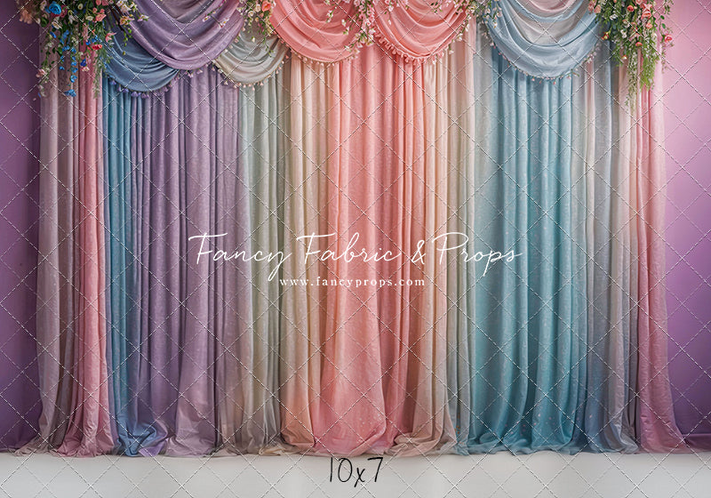 Pastel Curtains  - White Floor - With Sweep Option