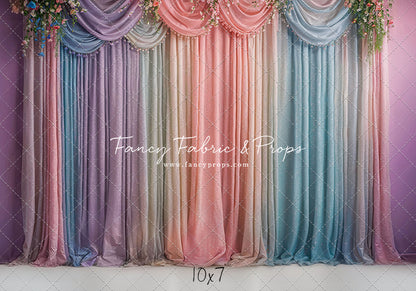 Pastel Curtains  - White Floor - With Sweep Option