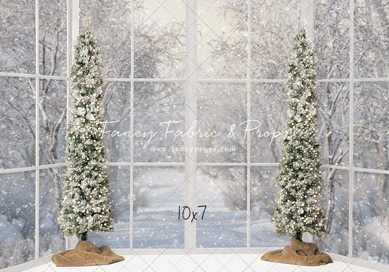 Snowy White Bay View With Trees