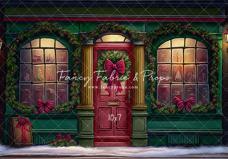 Wintertime Shop - Green Shop With Snow - with Sweep Option