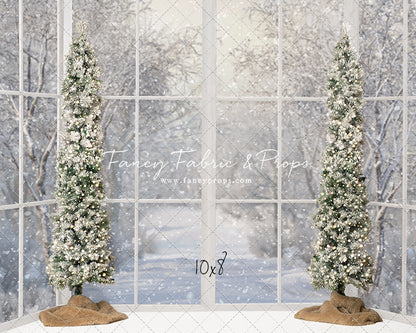 Snowy White Bay View With Trees