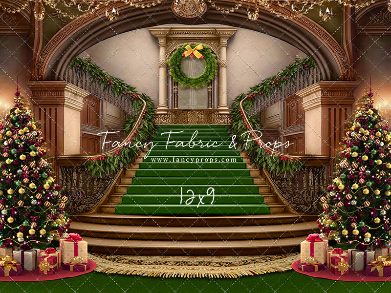 Grand Holiday Staircase - Green Carpet - with Sweep Option
