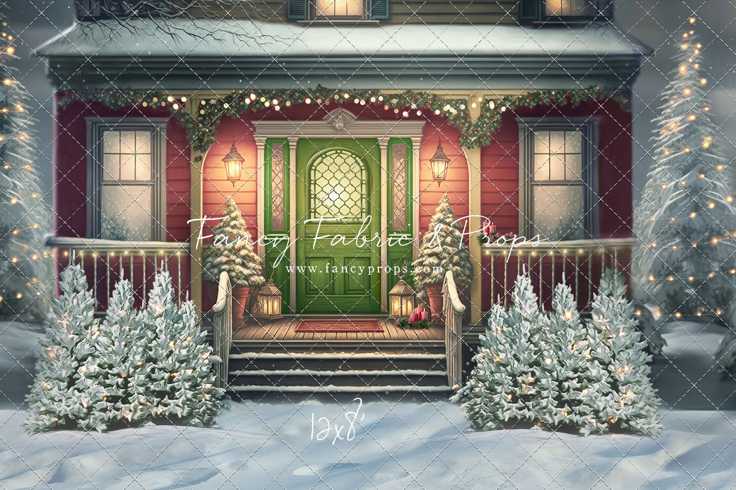 Merry Porch Greetings - Red House - with Sweep Option