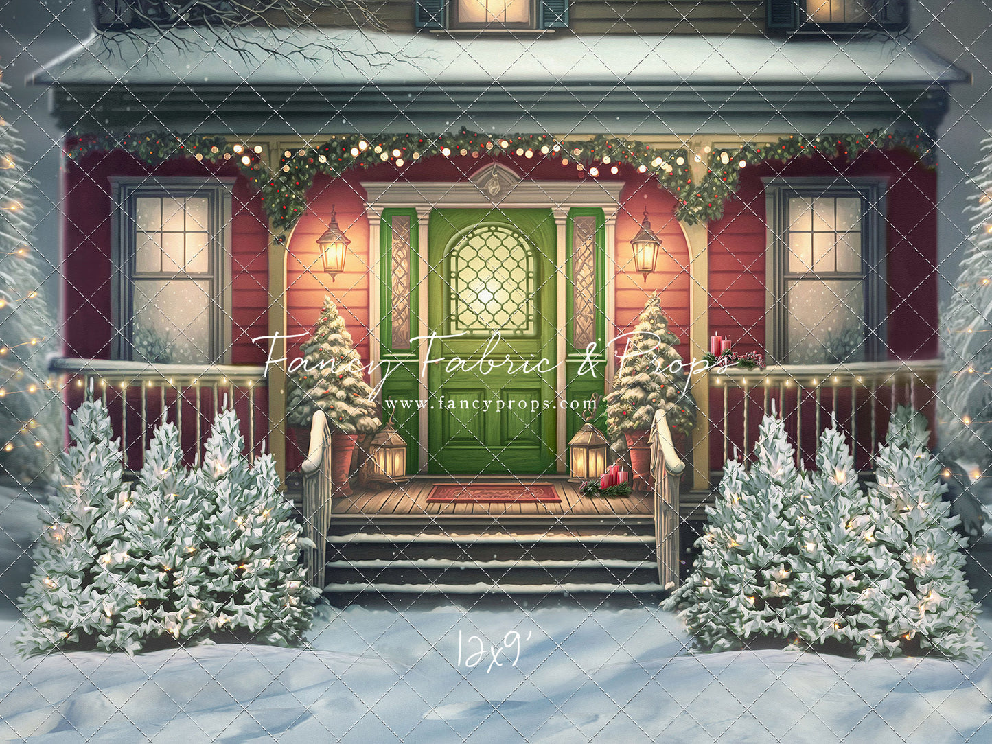 Merry Porch Greetings - Red House - with Sweep Option