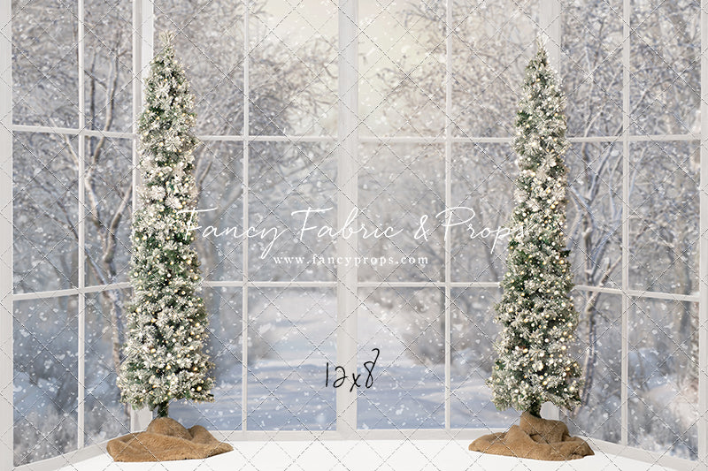 Snowy White Bay View With Trees