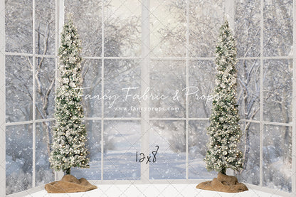 Snowy White Bay View With Trees