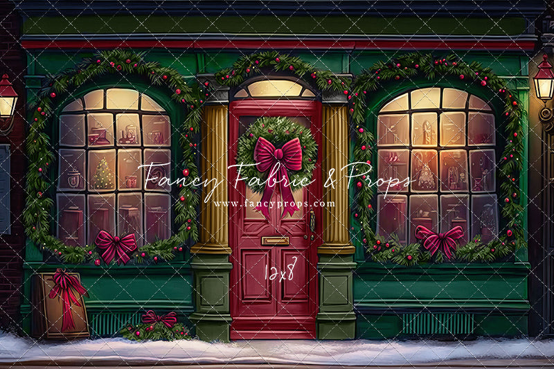 Wintertime Shop - Green Shop With Snow - with Sweep Option