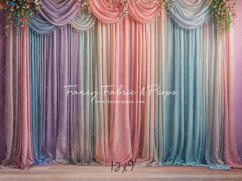 Pastel Curtains  - Wood Floor - With Sweep Option