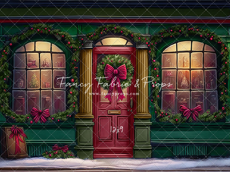 Wintertime Shop - Green Shop With Snow - with Sweep Option