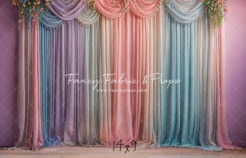 Pastel Curtains  - Wood Floor - With Sweep Option