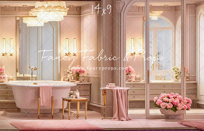 Pretty Powder Room - Pink Floor - With Sweep Option