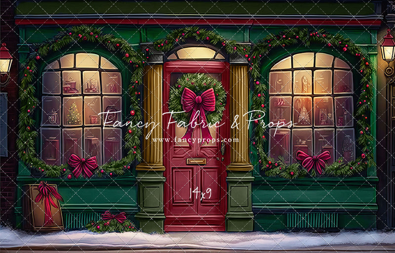 Wintertime Shop - Green Shop With Snow - with Sweep Option