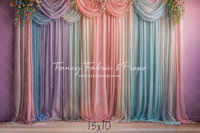 Pastel Curtains  - Wood Floor - With Sweep Option