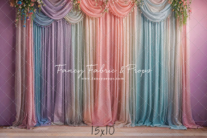 Pastel Curtains  - Wood Floor - With Sweep Option