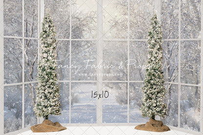 Snowy White Bay View With Trees