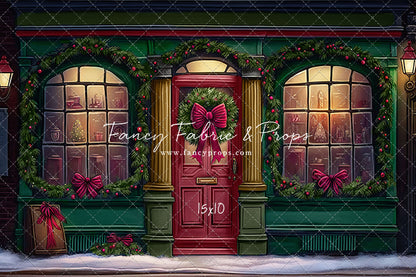 Wintertime Shop - Green Shop With Snow - with Sweep Option